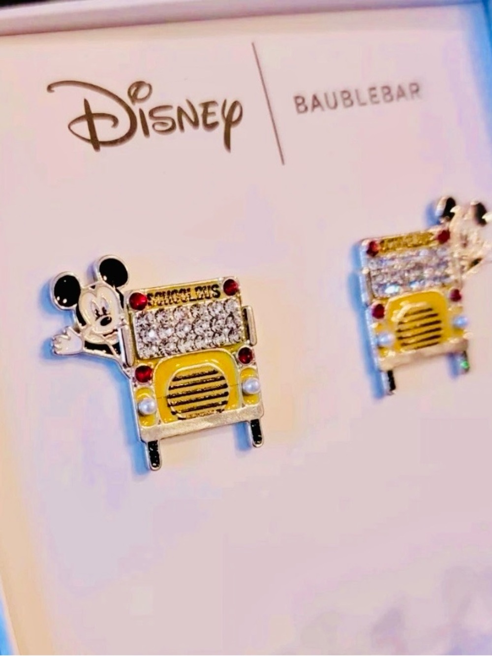 BaubleBar Disney School Bus Enamel and Crystal Stud Earrings - Yellow